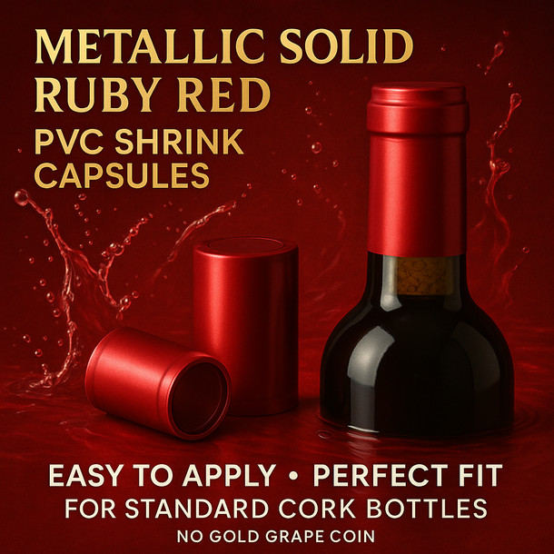LD Carlson Metallic Solid Ruby Red PVC Shrink Capsules (8,000 ct)