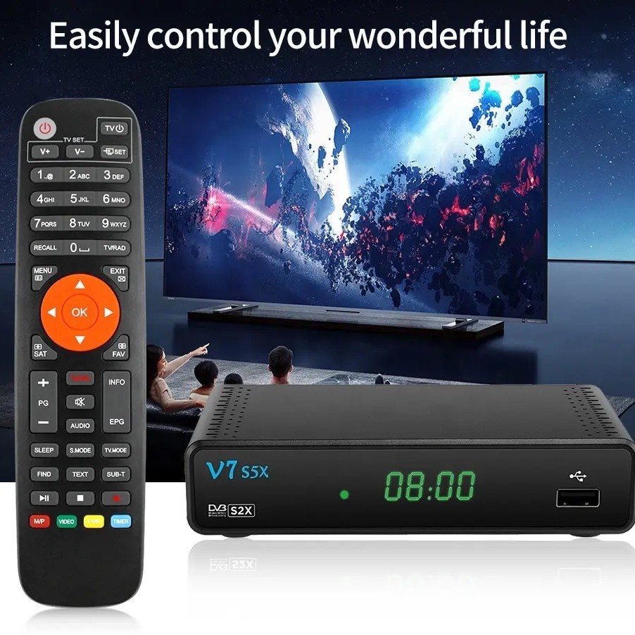 GTmedia V7 S5X Set Top Box, TV Remote with Learning Function
