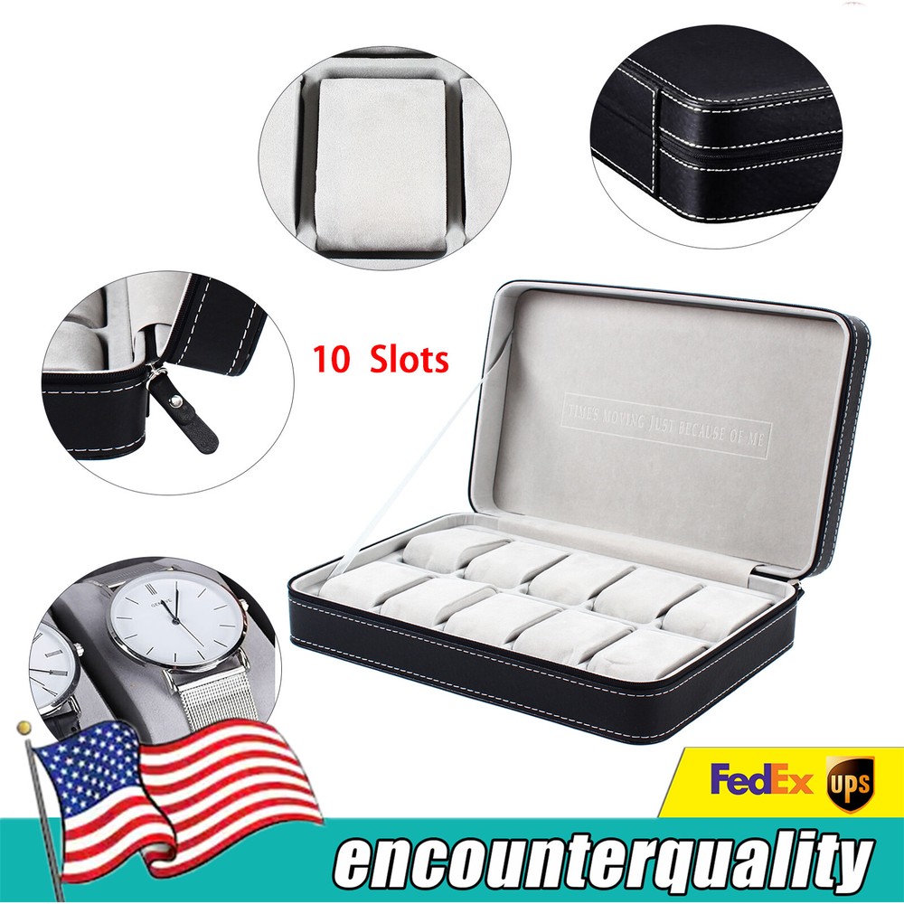 10 Slots Watch Display Case Storage Box Case | Leather Rounded Corner