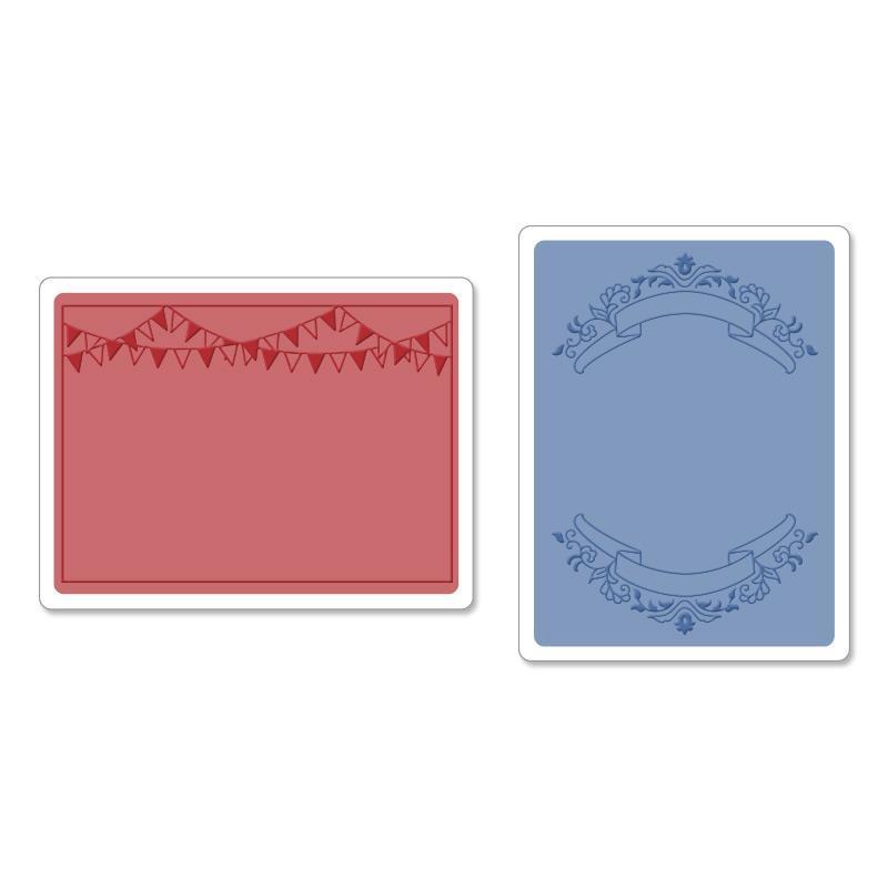 SIZZIX TEXTURED IMPRESSIONS EMBOSSING FOLDERS MINI BANNERS SET