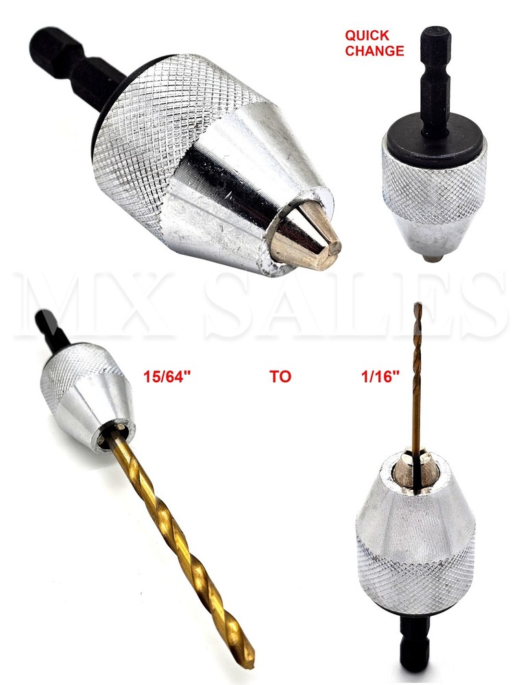 1/4" Keyless Chuck Conversion Hex Shank Adapter Drill Bit Quick Change TAIWAN