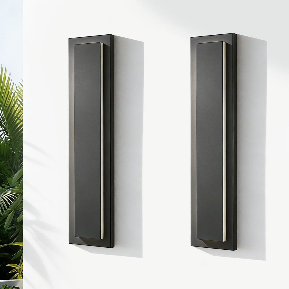 2-Pack 23.6 in. Black Wall Light