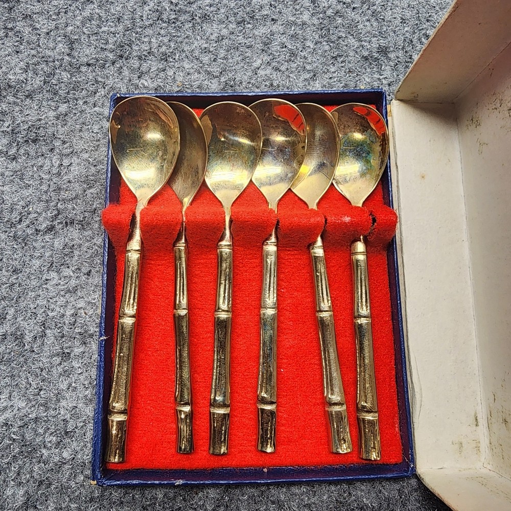 Vintage 6pc FlatwareBronze Bamboo Style Thailand Spoons