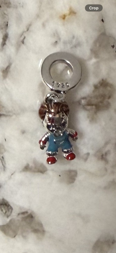 V642 S925 STERLING SILVER CHUCKY DOLL DANGLE CHARM