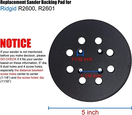 2 Pack 5in 8 Hole Hook Loop Sander Pad Replacement Random Orbit Backing