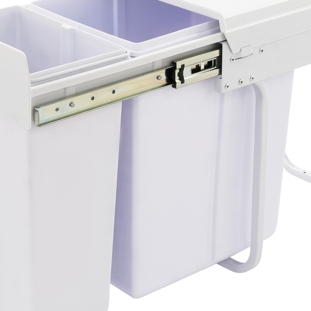 Double Pull Out Under Cabinet Trash Can 10L+20L Garbage Can Kitchen Waste Bin