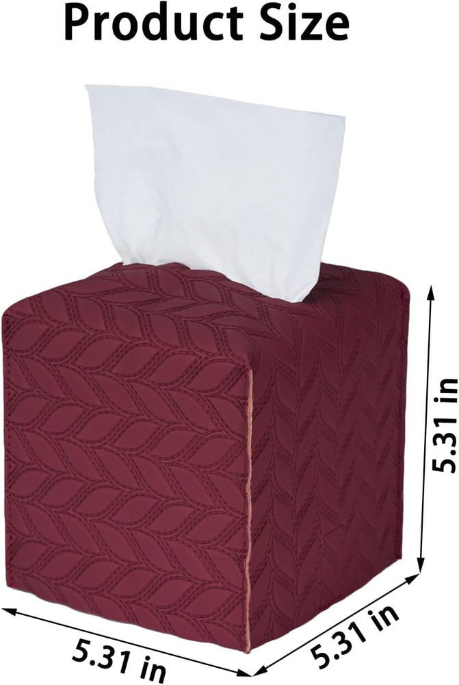 Tissue Box Cover 2-Pack, Square Tissue Holder with Bottom Belt, Modern Tissue Ca