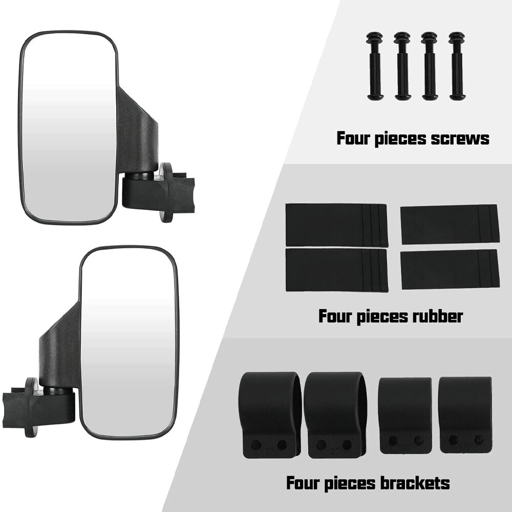 Offroad Rear View Side Mirror Set for ATV UTV Adjustable Driver Passenger Glass