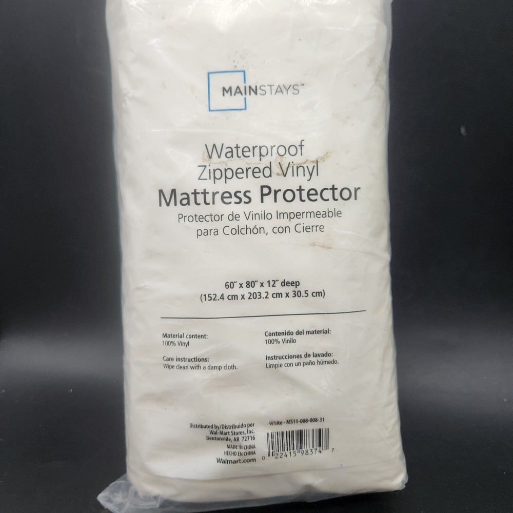 Mainstays Waterproof Zippered Vinyl Mattress Protector QUEEN