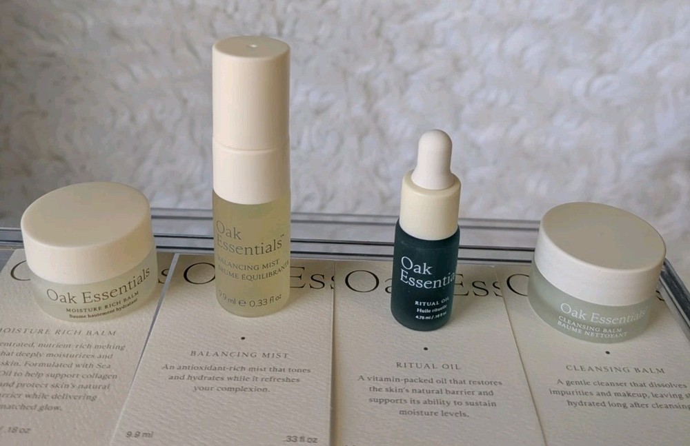 Oak Essentials Mini Routine 4pc Skincare Set Brand New