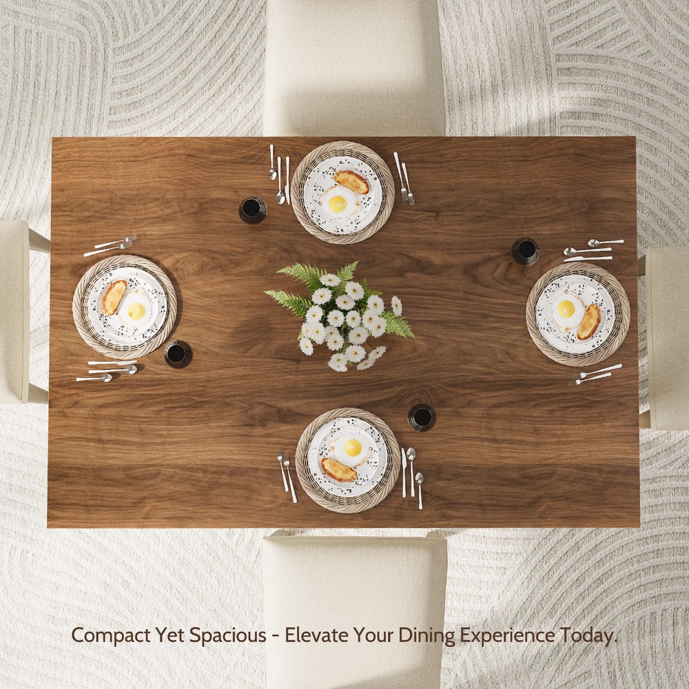 47 Inch Farmhouse Dining Table for 4, Rectangular, Translucent Acrylic X-Base,