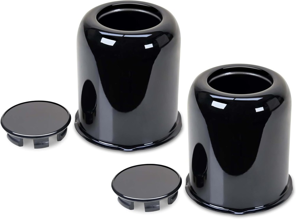 LIBRA Trailer Wheel Center Caps 3.19" Stainless Steel Black ,Set 2-27072