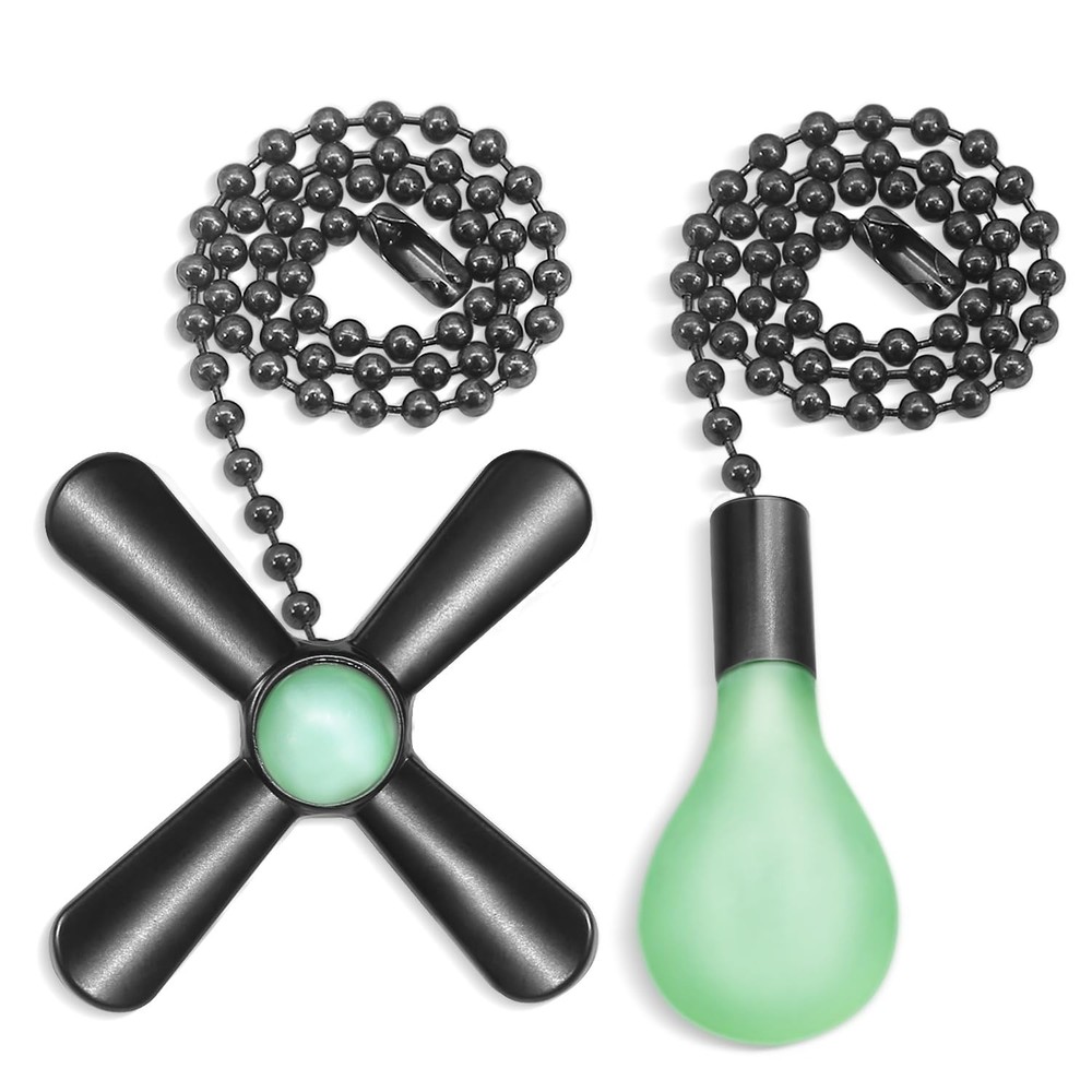 Black Ceiling Fan Pull Chain Set, 2Pack 3mm Diameter Beaded Fluorescent Decor...