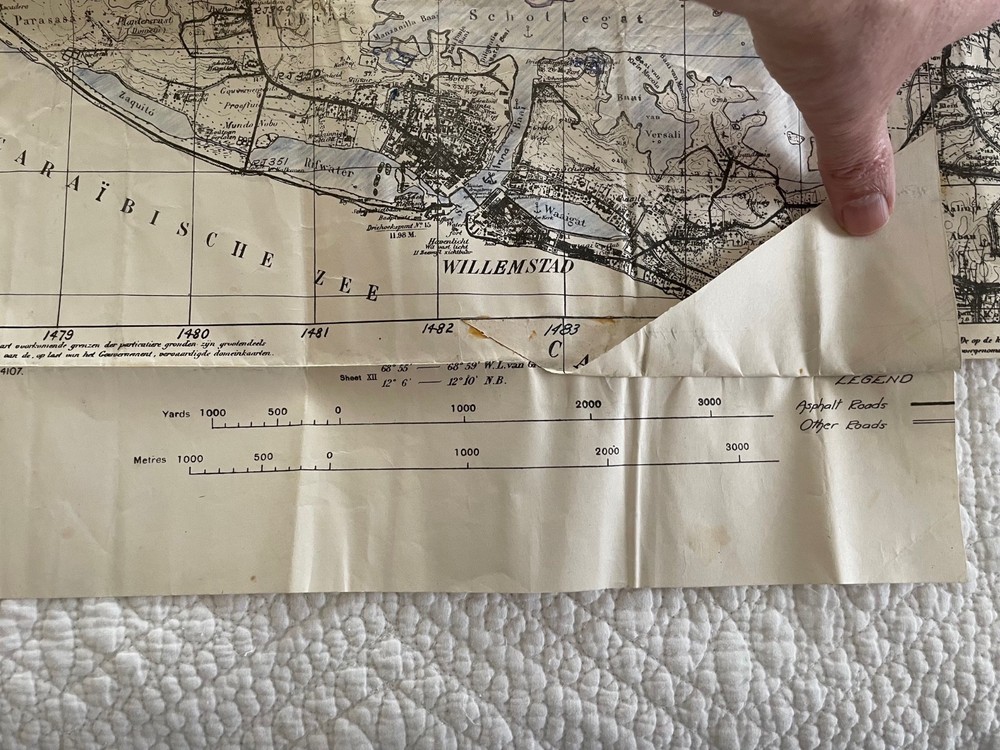 Vintage 1942 US ENGINEERS Force Curacao Map Caribbean #8