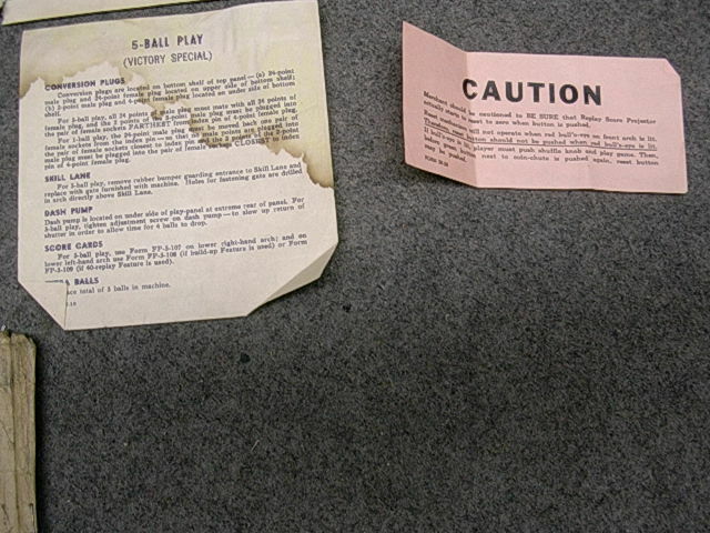 1945 Bally VICTORY SPECIAL Schematic & service information