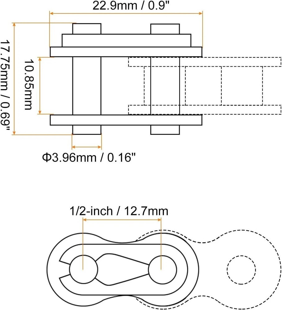 6Pcs #40 Chain Master Connector Link Roller, 1/2" Pitch Carbon Steel, Standard