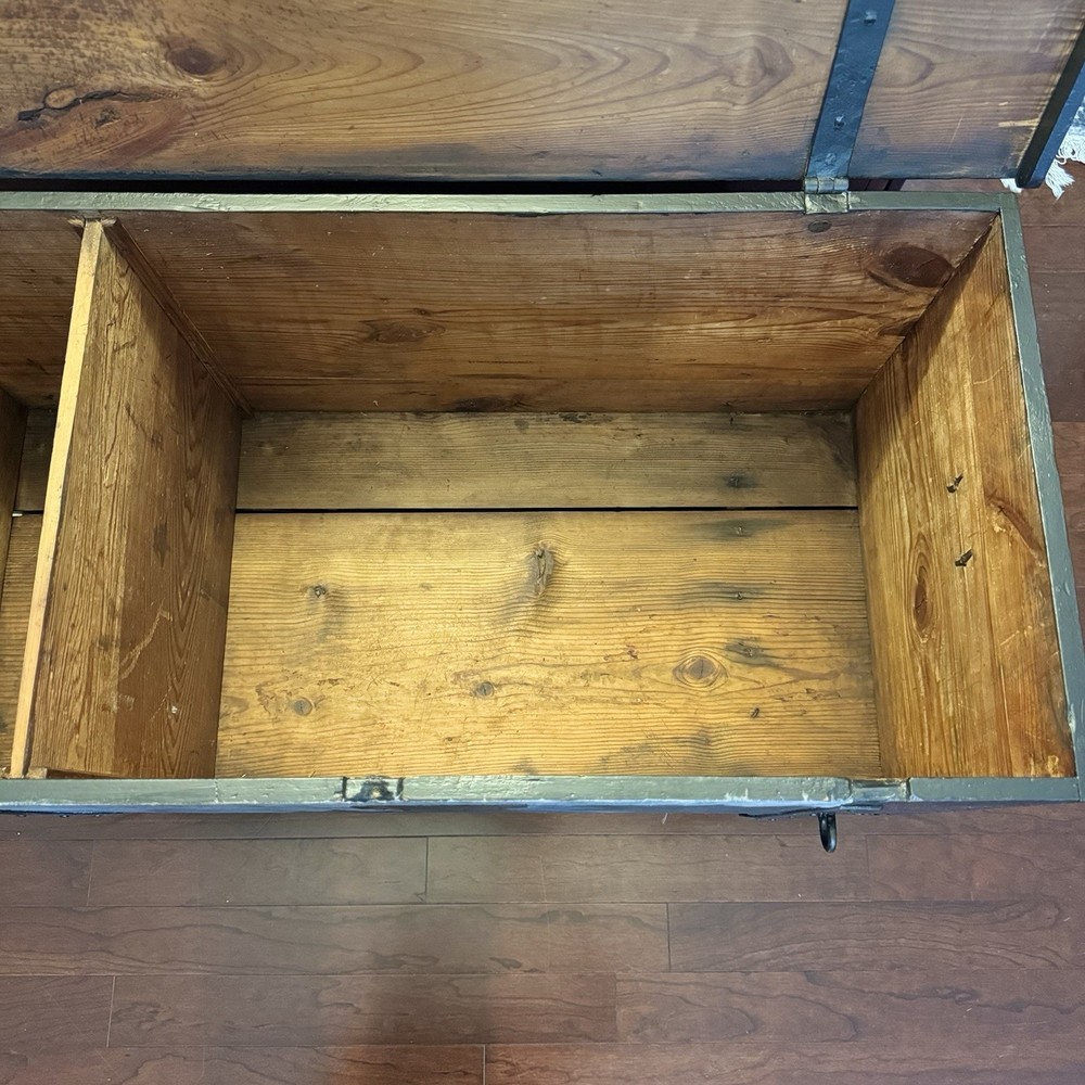 Vintage Large Handmade Solid Wood Large Chest Trunk Storage Black