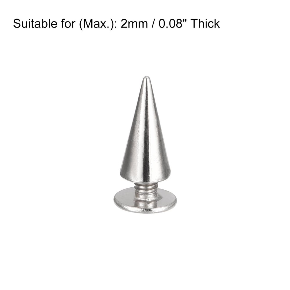 6x12mm Screw Back Rivets, 20 Sets Solid Leather Studs for DIY Silver Tone