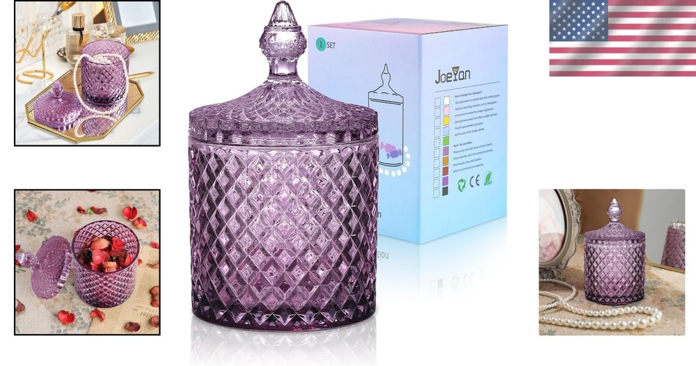 Dark Purple Glass Candy Jar - Kitchen Organizer