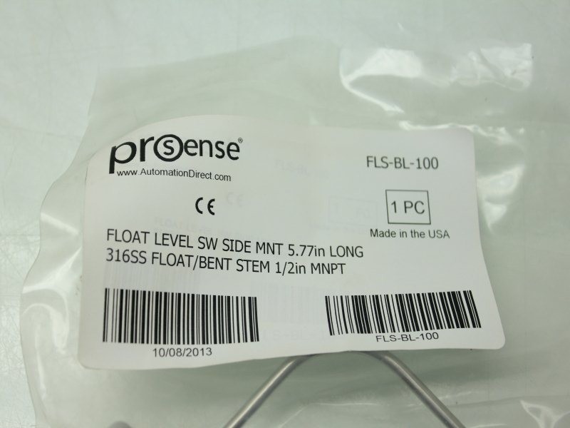 Prosense FLS-BL-100 Horizontal Side Mount 316SS Float Level Switch 1/2'' NPT