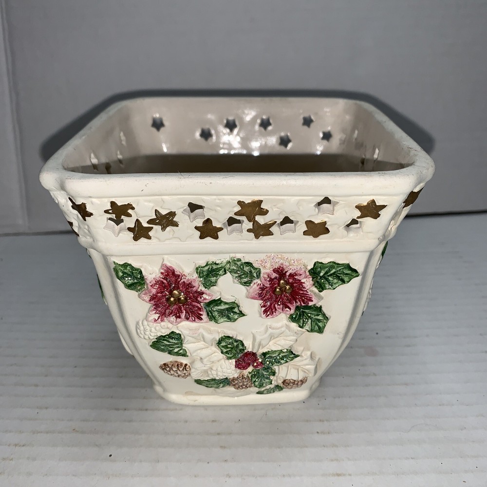 Art Pottery Cornucopia Vase Planter White 5” Vintage