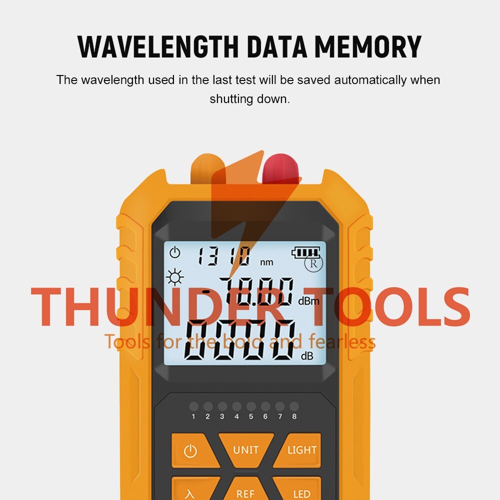 Thunder Tools Handheld Optical Power Meter with 5km Red Light -70~+6dBm