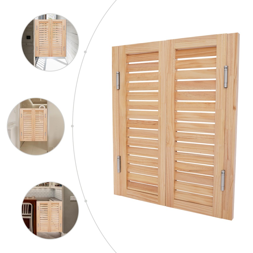 2pcs Wood Color Partition Doors, Wall Mounted Solid Wood Partition Doors