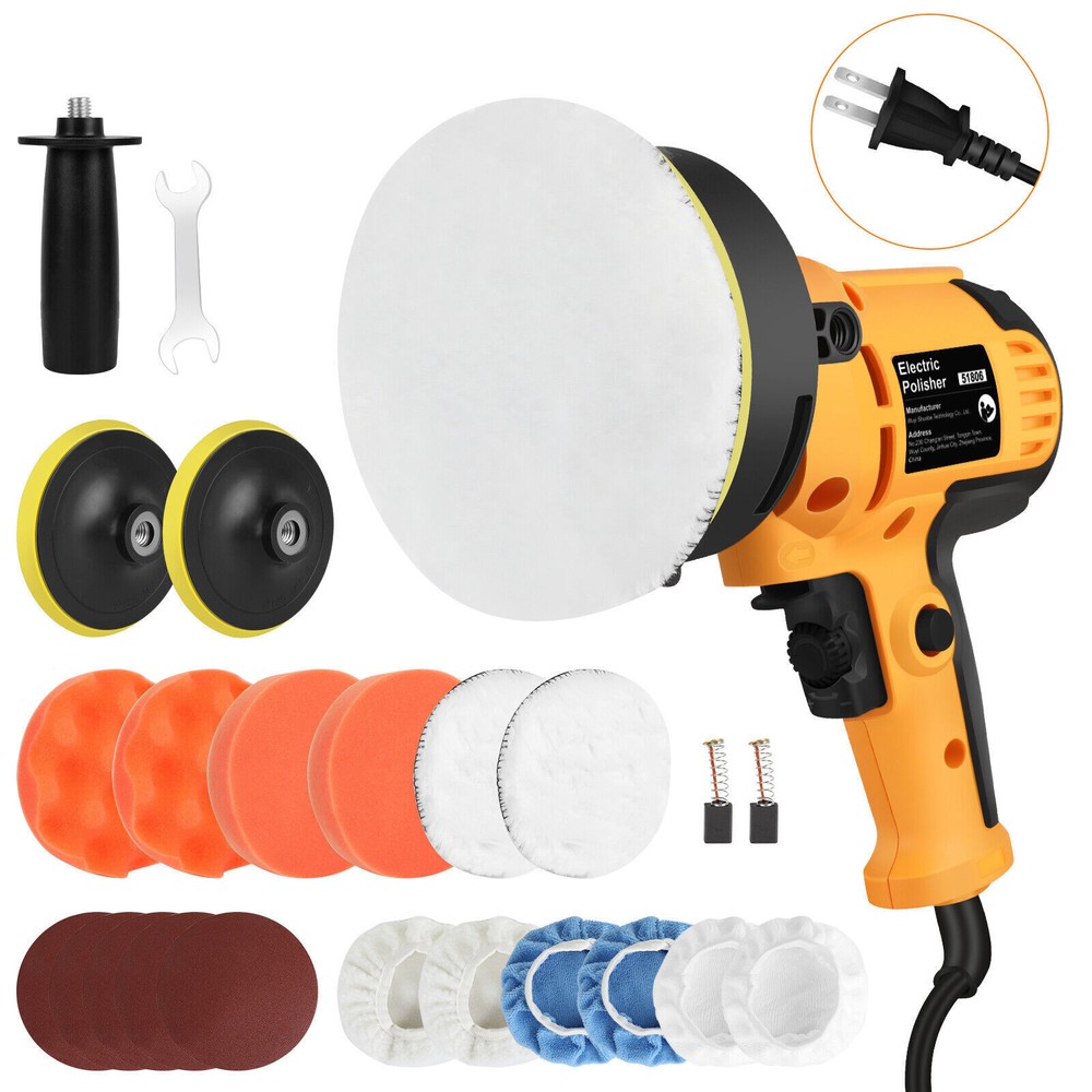 Car Polisher Buffer Sander 800W w/ Multiple 5" Bonnets & Sanding Accessories Kit