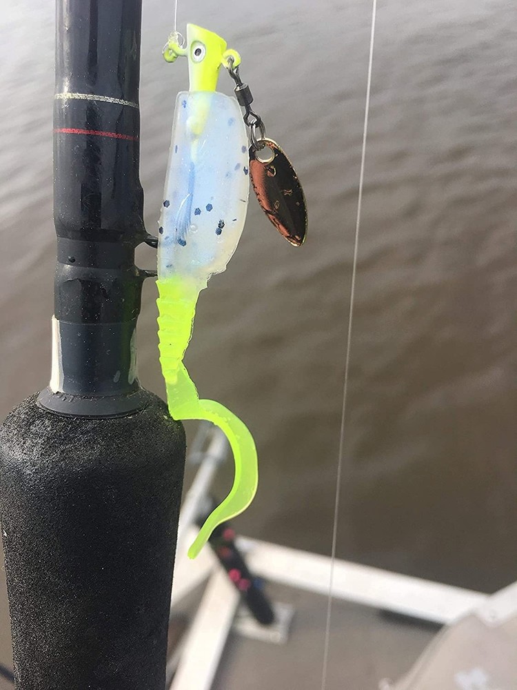 Slab Curly 12-Piece Curly Tail Jig Pack Black/Chartreuse 12 pack Commander