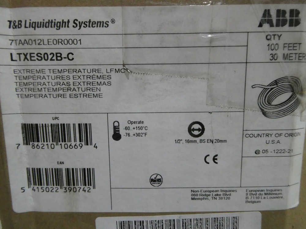 Abb LTXES02B-C Liquidtight Conduit 1/2in 100ft