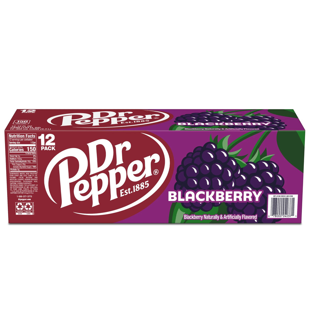 Dr Pepper Blackberry Soda Pop, 12 Fl Oz, 12 Pack Cans