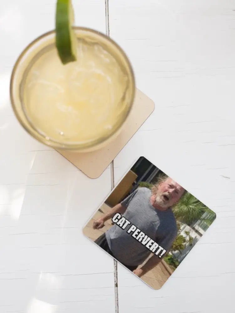 Handmade Coaster - Cat Pervert: Live, Laugh, Hilariousness