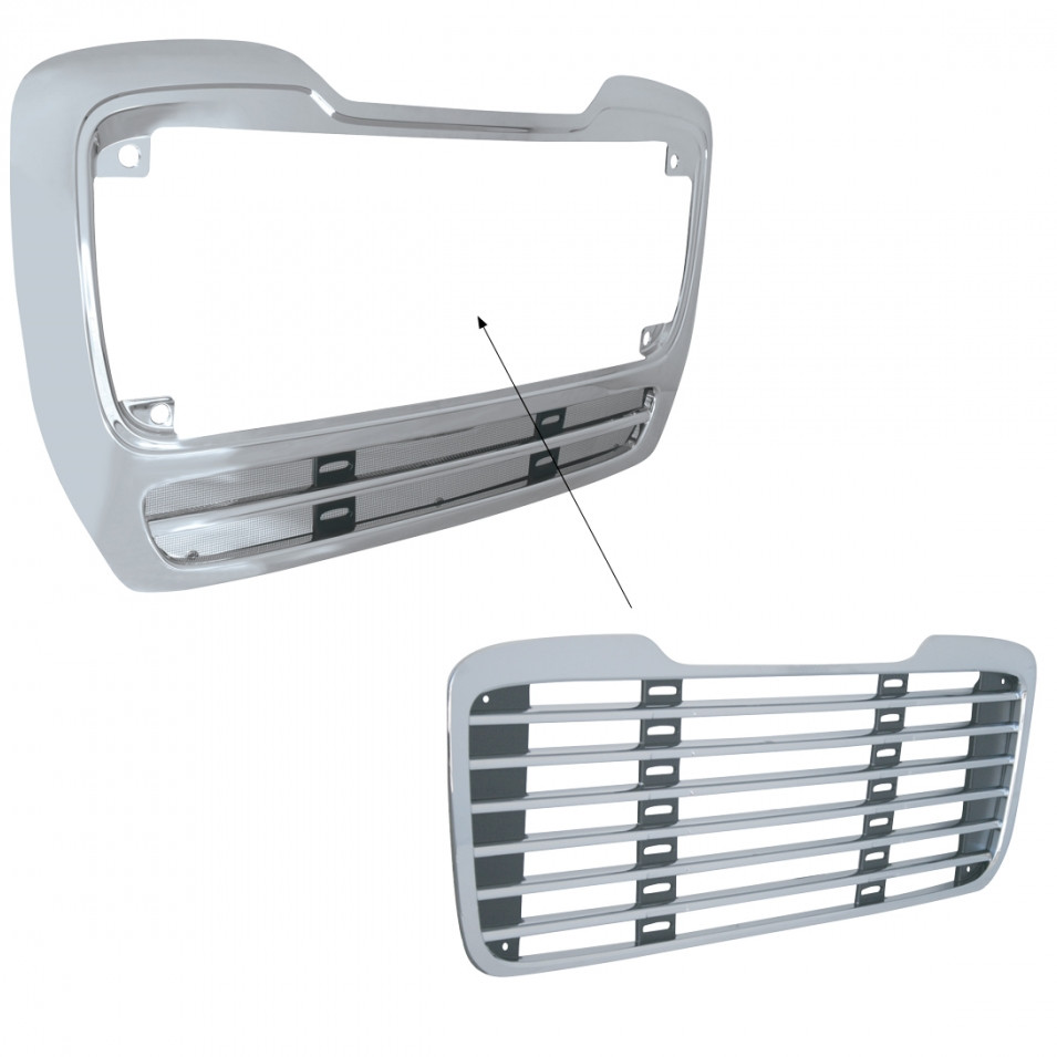 Freightliner M2 Grill Frame Surround with Bug Screen - Chrome