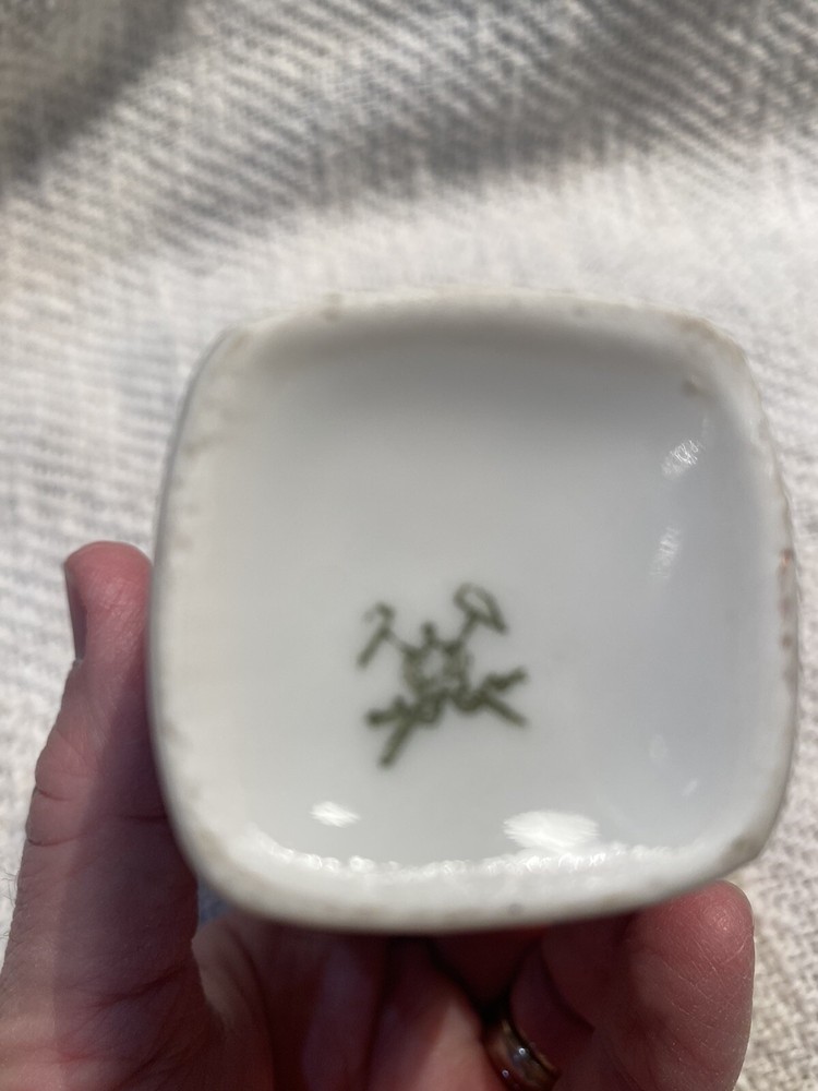 Small Ivory bud vase with Blue florals