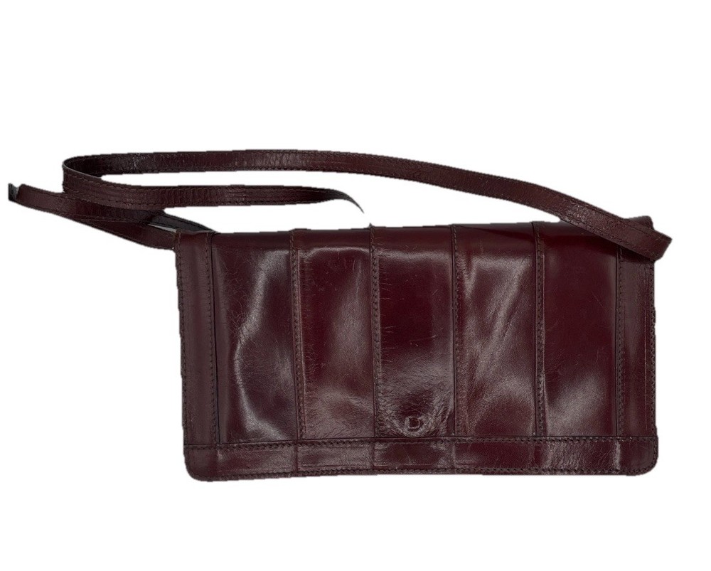 Vintage Rare Michael Rome Ruby Red High Gloss Eel Leather Crossbody 8x6x2