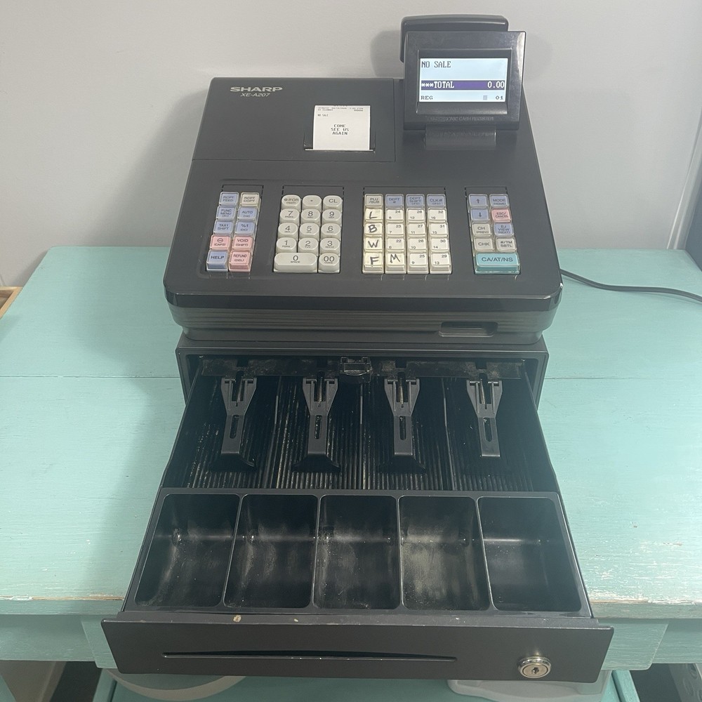 Sharp XE-A207 Control System Electronic Cash Register Tested Works No Key