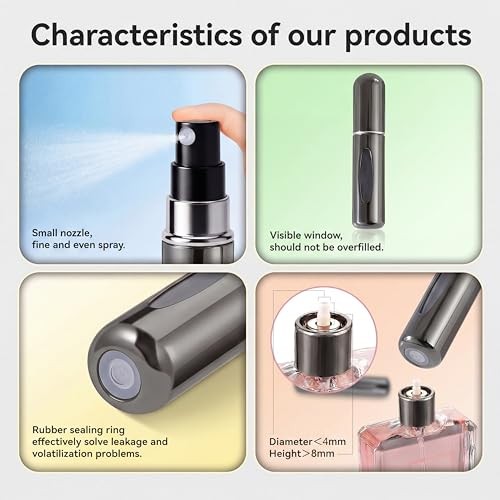 8Ml Atomizer Perfume Travel Size Spray Bottle Empty Refillable (3 Pcs) 5Ml