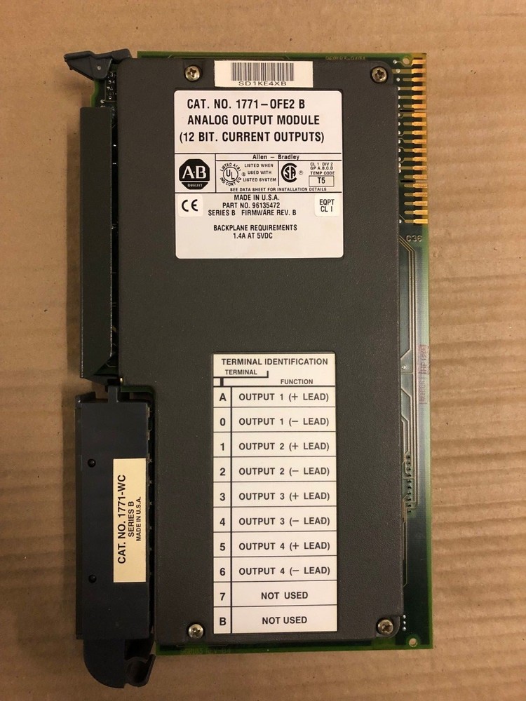 ALLEN BRADLEY 1771-OFE2 B ANALOG OUTPUT MODULE 12 BIT CURRENT OUTPUTS AK