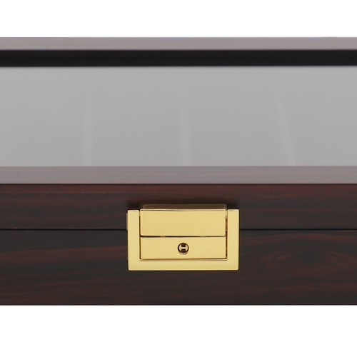 Elegant Ebony Knife Storage Box with Visual Lid & Secure Lock - 8 Compartments