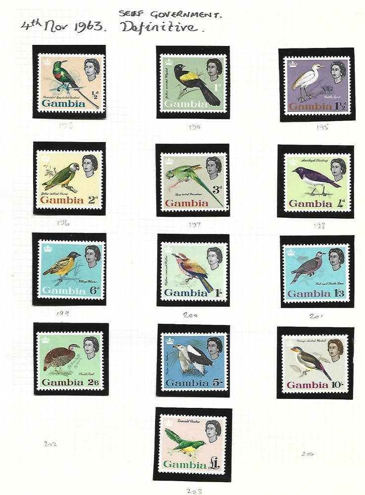 GAMBIA   DEFIN   1963  DEFINITIVE FULL  SET           UMM