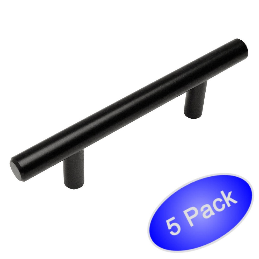 *5 Pack* Cosmas Euro Style Bar Pull Flat / Matte Black Pulls #305-2.5FB