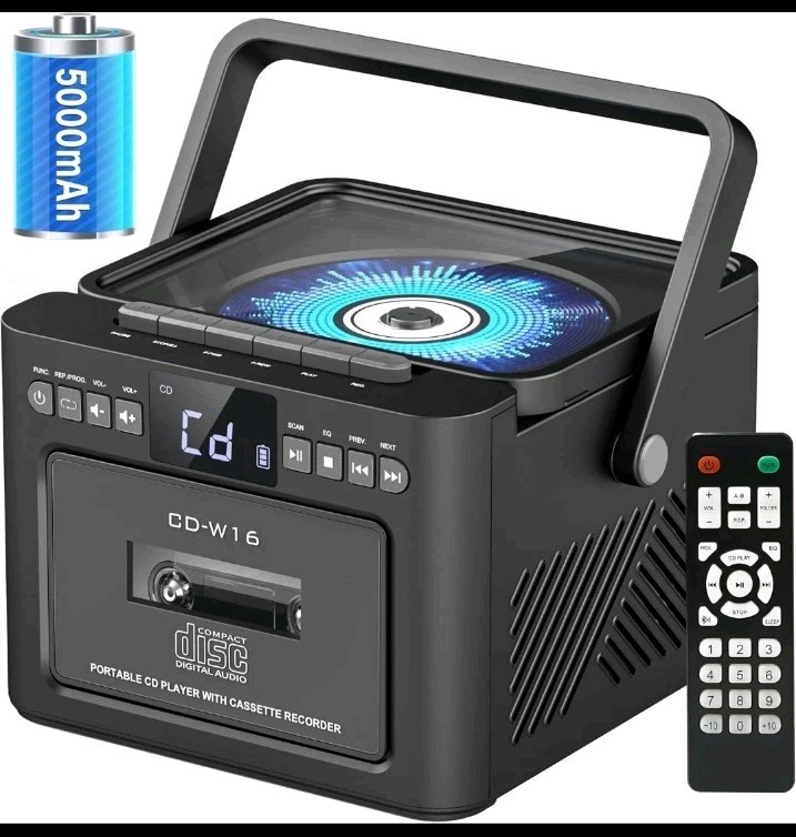 Portable Compact Disc Player & Cassette Recorder Model CD-W16 Bluetooth