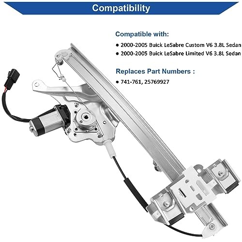 741-761 Power Window Regulator with Motor Assembly Front Right Passenger Side