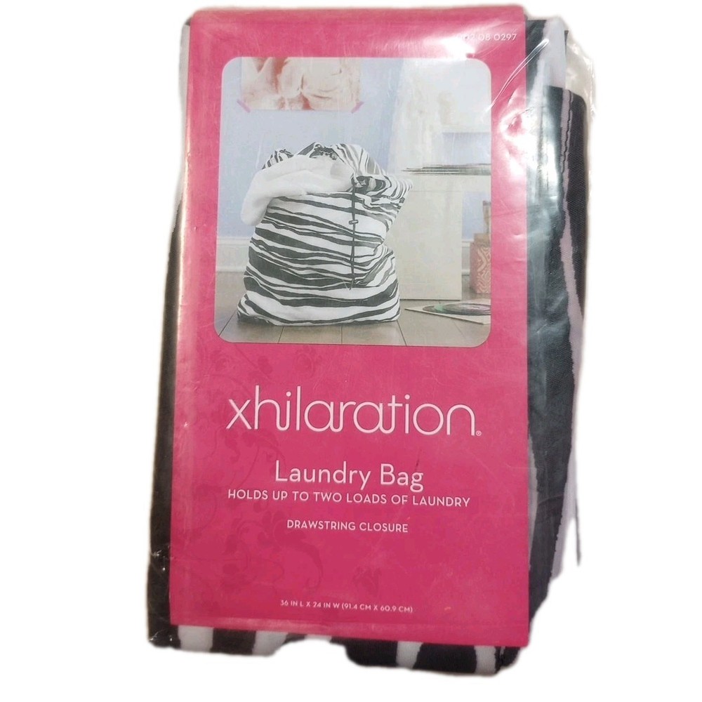 Zebra Print Exhilaration Laundry Bag Drawstring Holds 2 Loads 36 X 24