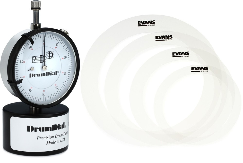 DrumDial Drum Tuner + Evans E-Rings Rock Pack Value Bundle