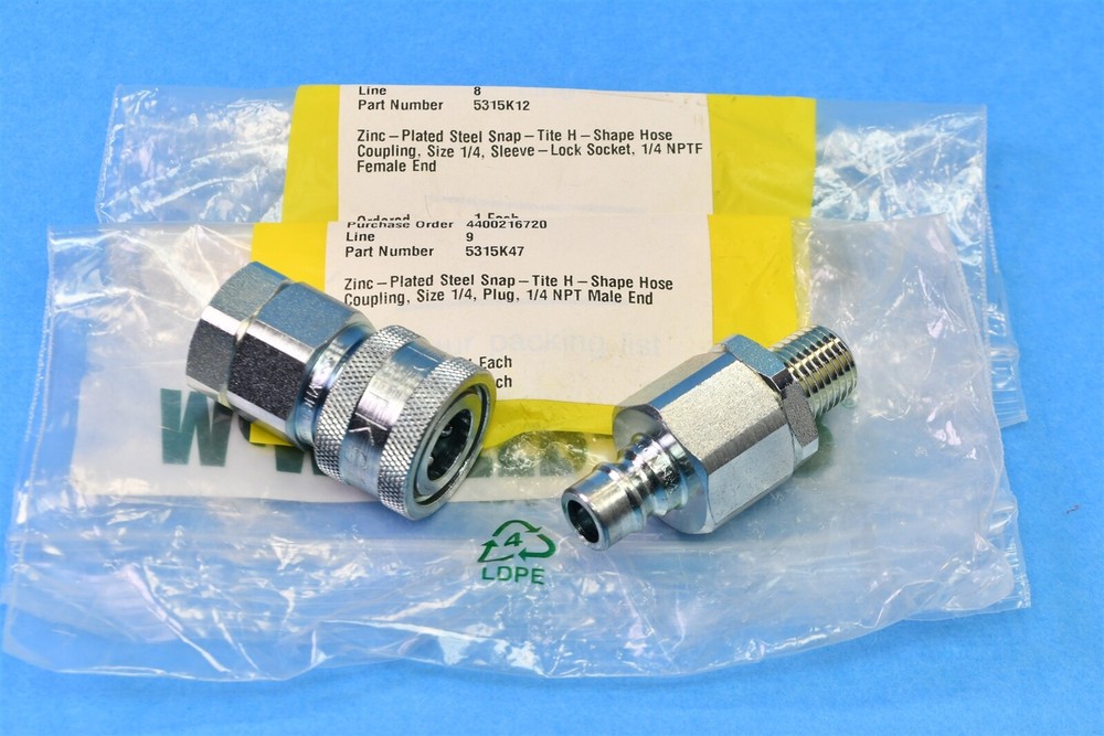 McMaster-Caar 5315K47 Quick Disconnect Coupling Half 5315K12 Socket Shape Hose