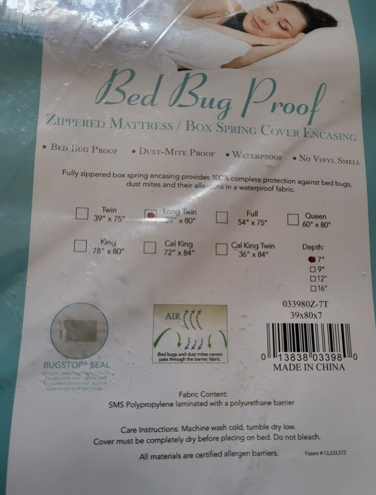 BED BUG PROOF - Waterproof Zippered Mattress / Box Spring Cover Long Twin