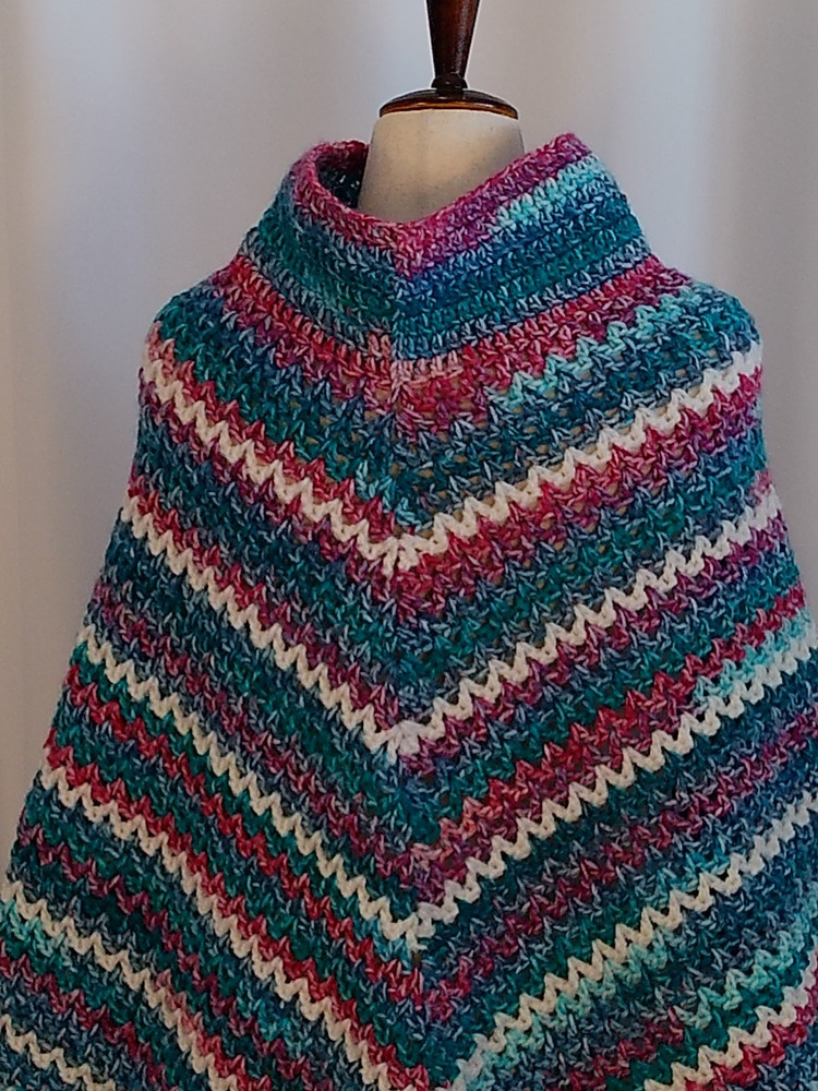 Handmade Crochet Poncho Bitty Stripes LG