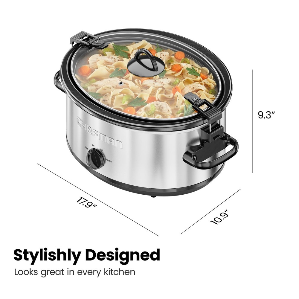 6 Quart Slow Cooker with Locking Lid, Ceramic Crock with Portable Cook and Ca...