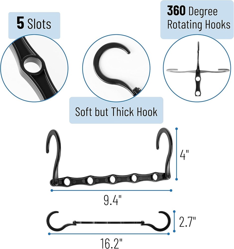 Black Plastic Multi Clothes Hangers - 16 Pack for Optimal Closet Space